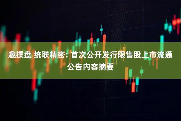 趣操盘 统联精密: 首次公开发行限售股上市流通公告内容摘要